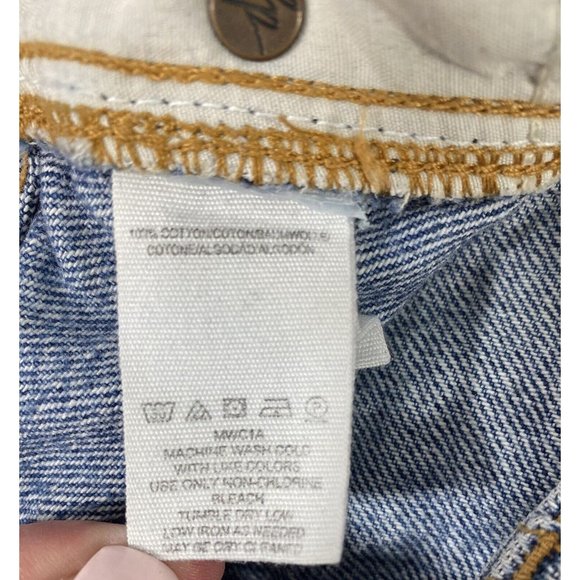 We The Free Denim Jean Skirt Size 28 Blue Cut Off Distressed Button Fly Festival - Picture 9 of 9